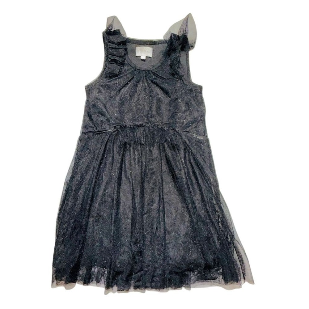 BCBG Girls Black Glitter Tulle Knee Length Party Dress Size 7 Sleeveless holiday